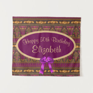 Purple Gold Art Deco Print 50th Birthday  Tapestry