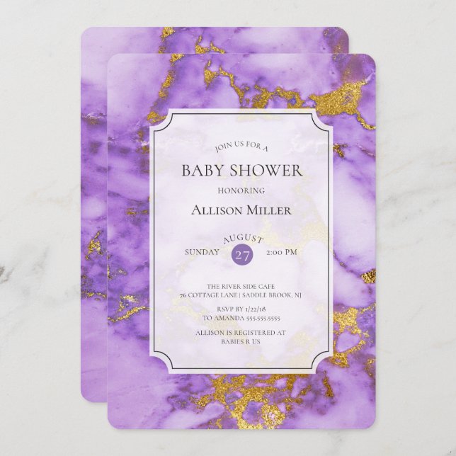 Purple & Gold Baby  Shower Invitation (Front/Back)