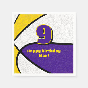 purple gold basketball girls boys sports party napkin