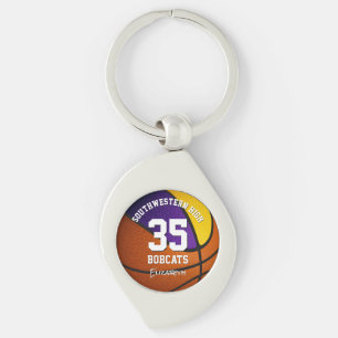 purple gold basketball jersey number keychain