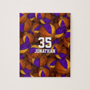 purple gold basketball team colors personalized jigsaw puzzle