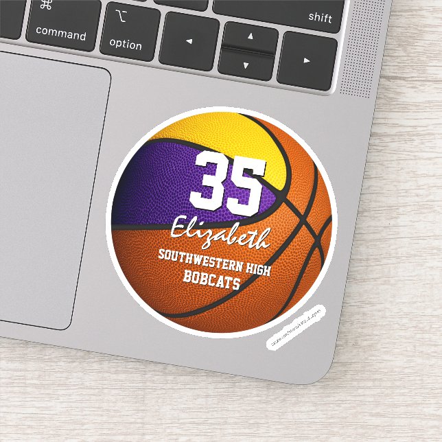 Purple gold basketball team colours boys girls (Detail)