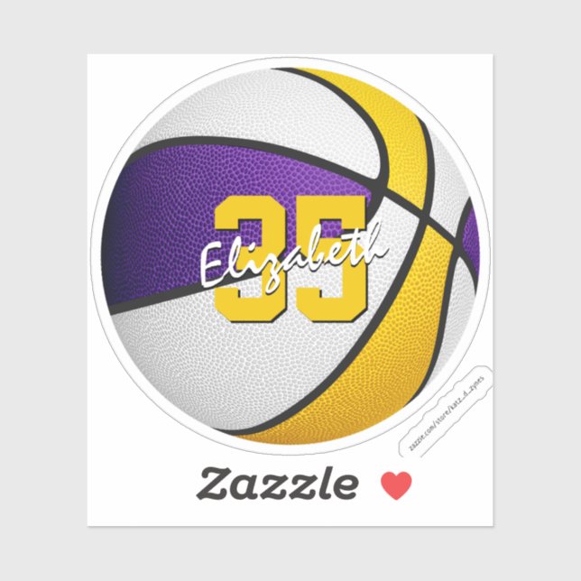 purple gold basketball team colours party favours (Sheet)