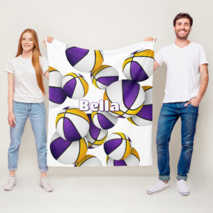 purple gold basketball team colours sports decor fleece blanket
