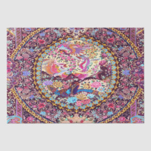 Purple Gold Blue Persian Floral Peacock Decoupage  Tissue Paper