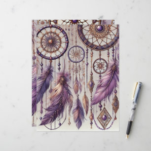 Purple & Gold Boho Dreamcatcher Pattern Scrapbook