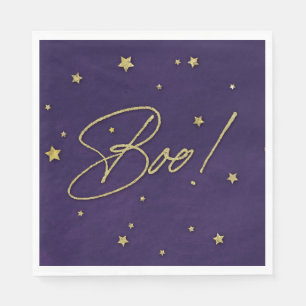 Purple/Gold Boo! Halloween Party Napkin