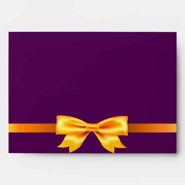 Purple gold bow glam elegant birthday envelope (Front)