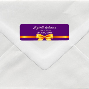 Purple gold bow return address