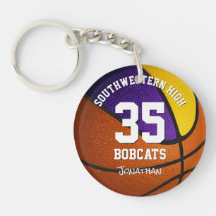 purple gold boy girl basketball jersey number keyc keychain