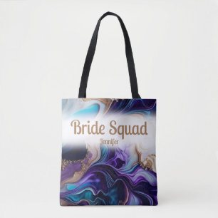Purple & Gold Bride Squad Wedding Tote Bag