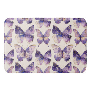 Purple Gold Butterflies  Bath Mat
