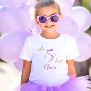 Purple gold butterfly 5th birthday  toddler t-shirt