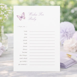 Purple Gold Butterfly Shower Wishes For Baby Card