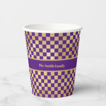 Purple Gold Chequered Paper cup