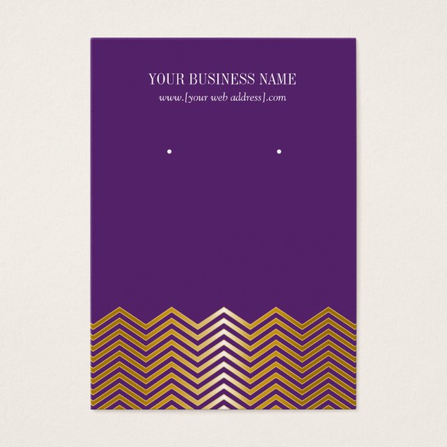 Purple Gold Chevron Custom Earring Card (Front)