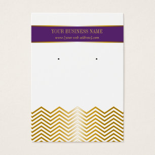Purple Gold Chevron Custom Earring Card