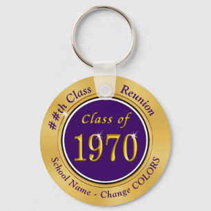 Purple Gold Class of 1970 50th Class Reunion Gift Keychain