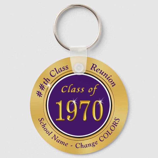 Purple Gold Class of 1970, 55th Class Reunion Gift Keychain (Front)