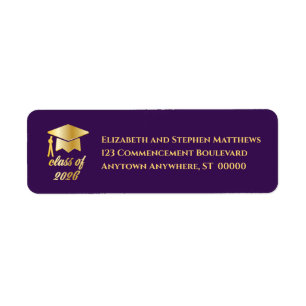Purple   Gold Class of 2026 Graduation Cap Label