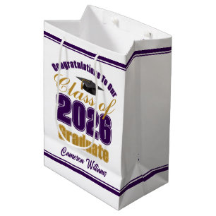 Purple Gold Class of 2026 Graduation Party Medium Gift Bag