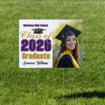 Purple Gold Class of 2026 Graduation Photo Yard