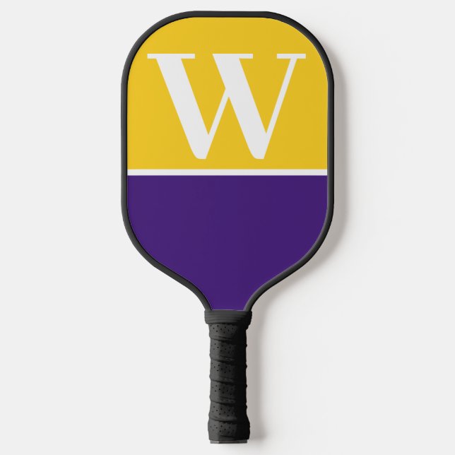 Purple & Gold College Monogram Pickleball Paddle (Front)