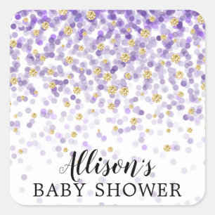 Purple Gold Confetti Baby Shower Envelope Seal