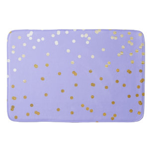 Purple & Gold Confetti Dots Modern Glamour Glam Bath Mat