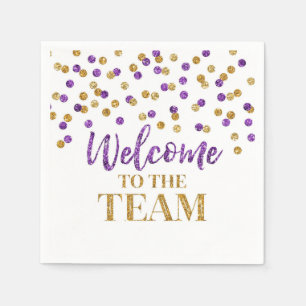 Purple Gold Confetti Welcome to the Team Napkins