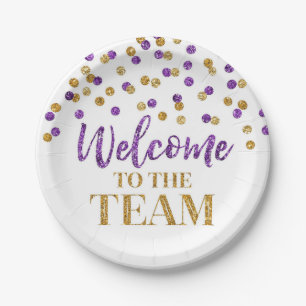 Purple Gold Confetti Welcome to the Team  Paper Plate