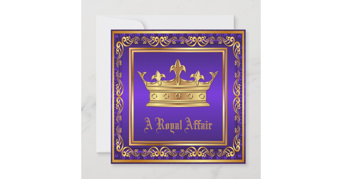 Purple Gold Crown Royal Birthday Corporate Party Invitation | Zazzle