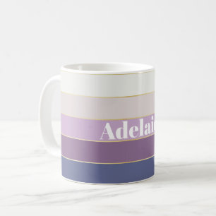 Purple Gold Custom Summer Colour Block Stripes Coffee Mug