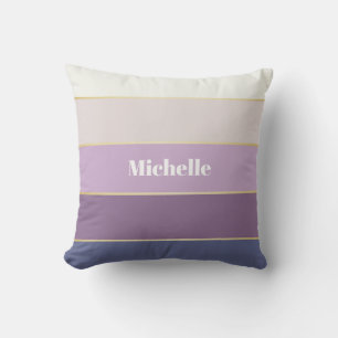 Purple Gold Custom Summer Colour Block Stripes Throw Pillow