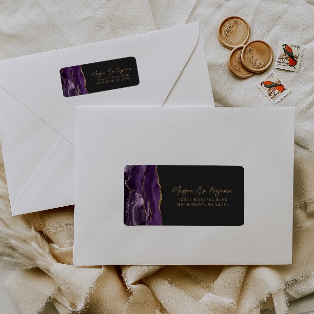 Purple Gold Ddark Wedding Return Address (Creator Uploaded)