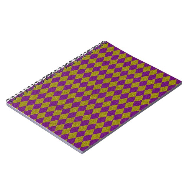 Purple & Gold Diamond Glitter Notebook (Left Side)