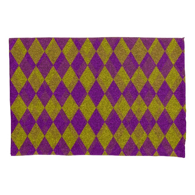 Purple & Gold Diamond Glitter Pillowcase (Front)
