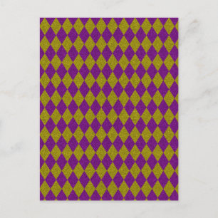 Purple & Gold Diamond Glitter Postcard