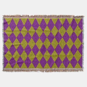 Purple & Gold Diamond Glitter Throw Blanket