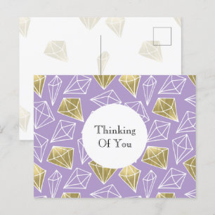 Purple Gold Diamonds Thinking of you Postcard