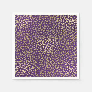 Purple & Gold Dots Confetti Elegant Glam Napkin