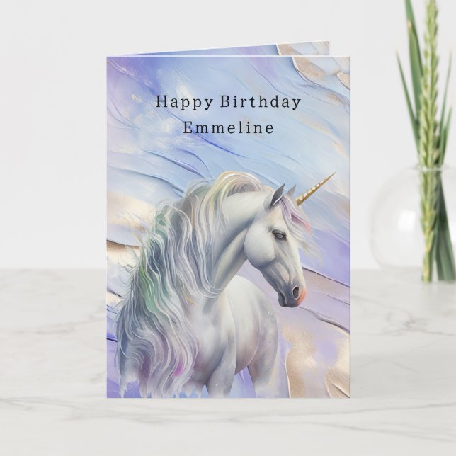 Purple Gold Dream Unicorn Gold Sparkle Card (Front)