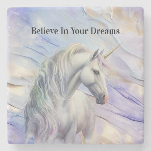 Purple Gold Dream Unicorn Stone Coaster