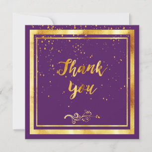 Purple gold elegant thank you  card