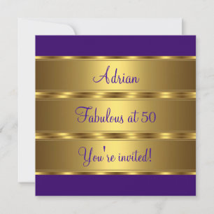 Purple & Gold Fabulous 50th Birthday Party 2 Invitation
