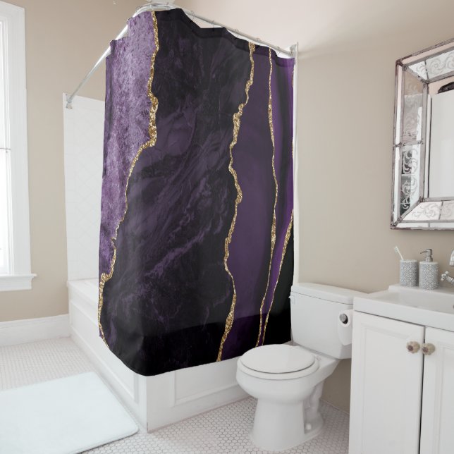 Purple & Gold Faux Glitter Marble Agate (In Situ)