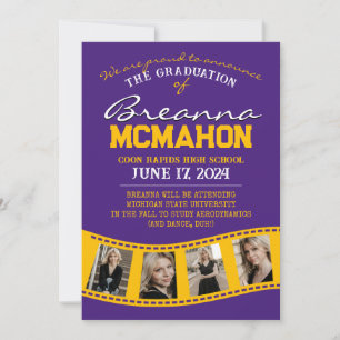 Purple & Gold Filmstrip Graduation Announcement