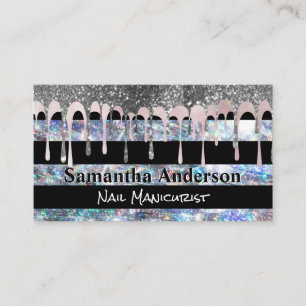 Purple Gold Flakes   Glitter Sequin   Striped Busi Business Card