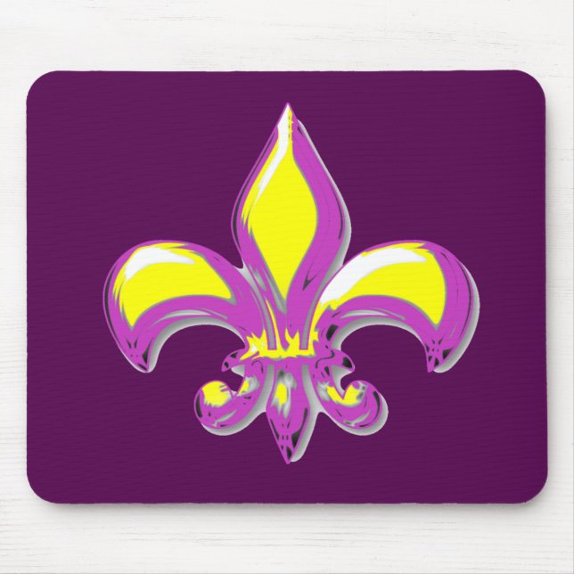 Purple & Gold Fleur de lis Mouse Pad (Front)