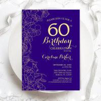 Purple Gold Floral 60th Birthday Party